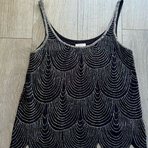 Joie Black Beaded Scallop Tank Top